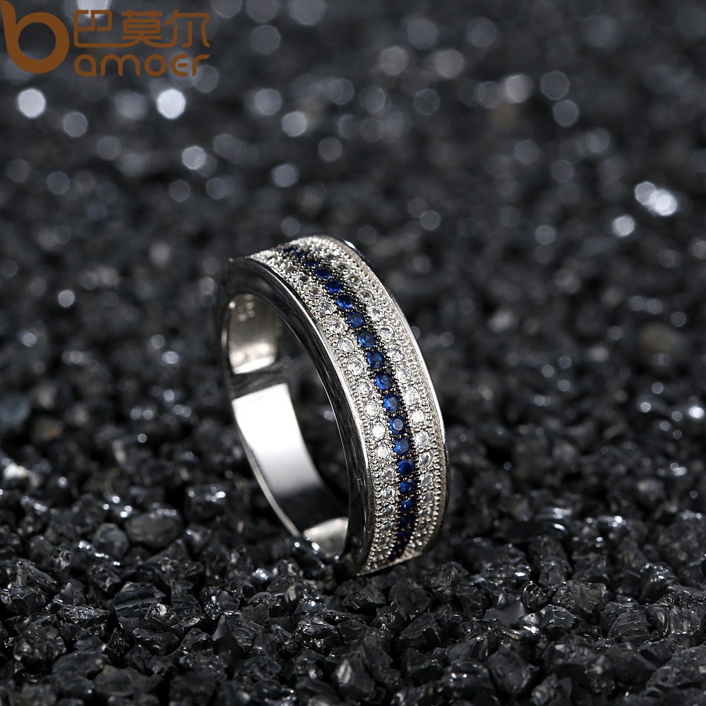 Bamoer Luxury Platinum Plated Women Wedding  Ring  in Micro 
