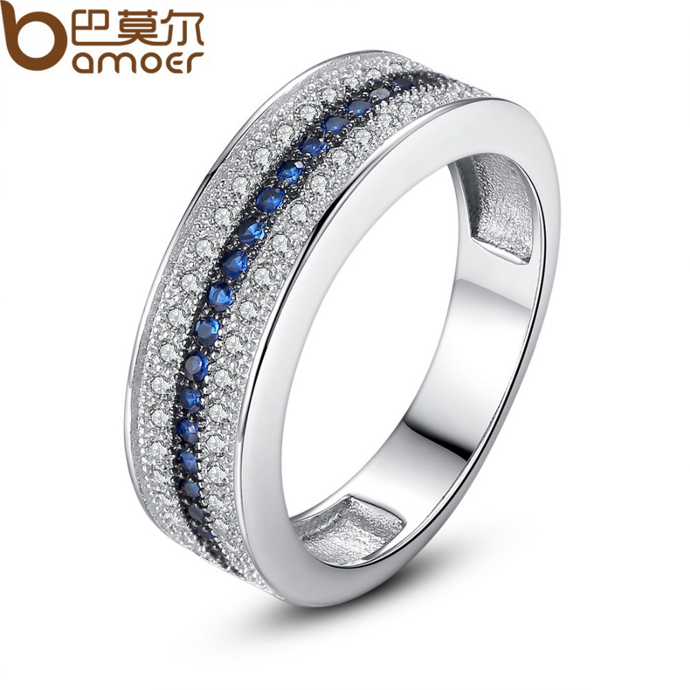 Bamoer Luxury Platinum Plated Women Wedding Ring in Micro