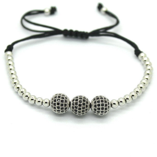 Hot Charms Punk Unisex Women Mens Leather Macrame Bracelet 18K 4MM Beads Jewelry
