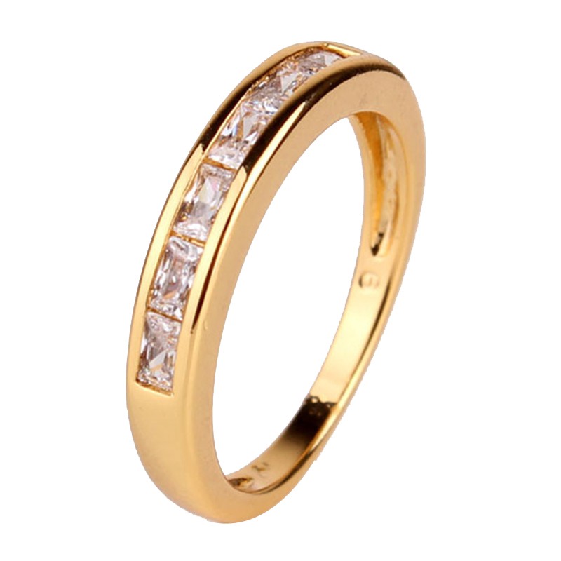 2014 24K Gold Plated Round Clear White Crystals CZ Band Rings Fashion Jewelry Full Size ...