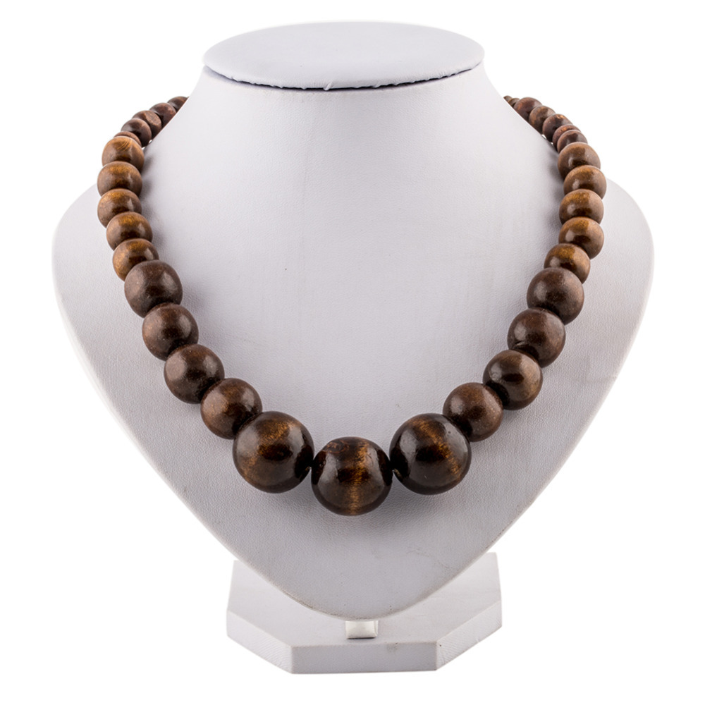 beaded jewelry wooden beads necklace women long wooden ...