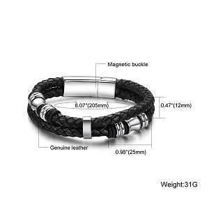New Fashion Stainless Steel Rope China Men Bracelet Genuine Leather For ...