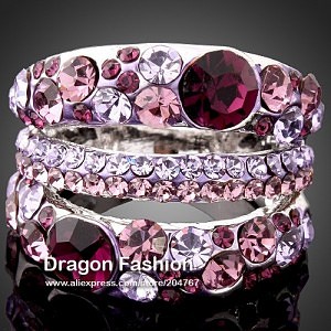 Purple Austrian Crystal Imitation Diamond Rings for Women Dragon